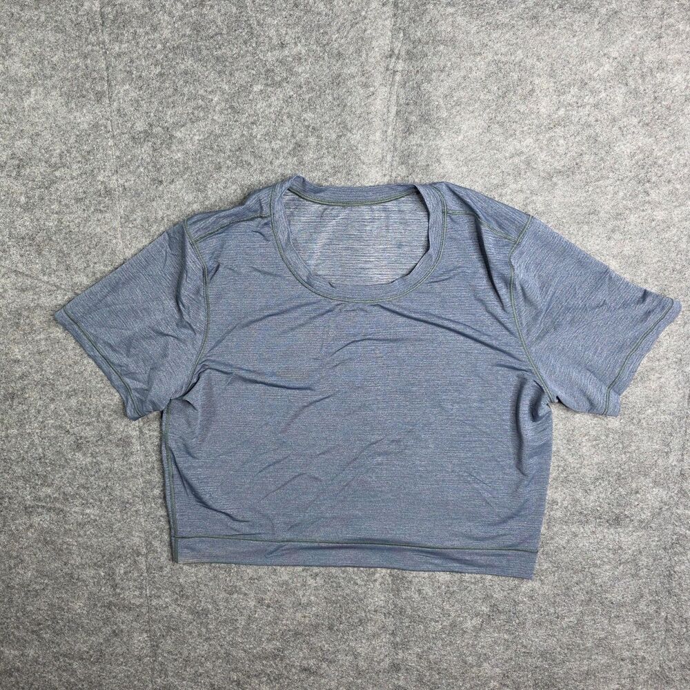 Lululemon Crop Short Sleeve Shirt Womens Medium Blue Athletic Tee Yoga
